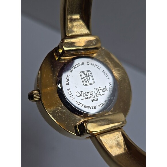 Victoria Wieck Floating Crystal Cuff Watch Gold Womens Bangle Quartz New Battery main image 11